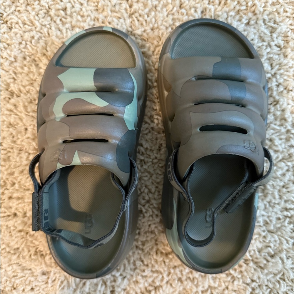 Kids UGG Yeah Foam Slide -Green and Brown Sandals Comfort-Focused
